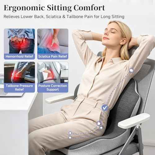 Car Seat Cushion, Truck Driver Seat Cushion L-Shaped Lumbar Support Pillow, Memory Foam Seat Cushion Ergonomic Back Support, Comfort & Support for Long Sitting, Alleviate Back Pain