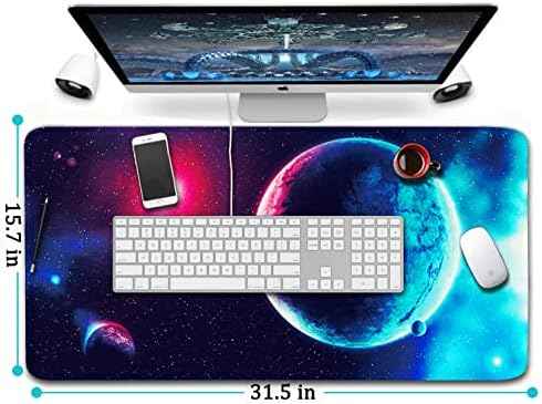 Naukay Gaming Mouse Pad, 31.5x15.7 inch Large Extended Computer Keyboard Mouse Mat, Water Resist Non-Slip Mousepad Rubber Base Long XXL Gaming Mousepad for Work, Office & Home, Space
