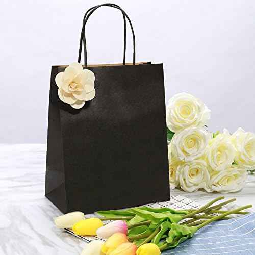 Medium Gift Bags with Handles,50Pcs Kraft Paper Bags Bulk,Black