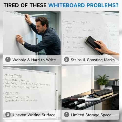 Mobile Rolling Whiteboard on Wheels 48" x 36" Double-Sided Magnetic