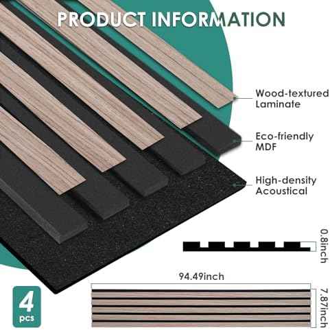 VallisCo 4-Piece Wood Slat Acoustic Panels for Stylish Interior Decor
