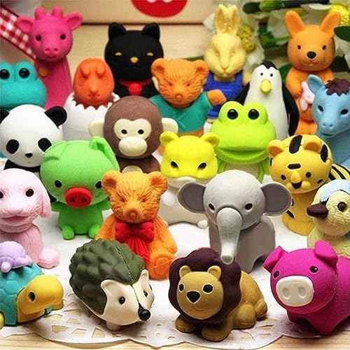 URSKYTOUS 35Pcs Animal Erasers Desk Pets for Kids,Classroom Prizes