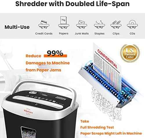 VidaTeco 10-Sheet Paper Shredder for Home Office, US Patented Cutting