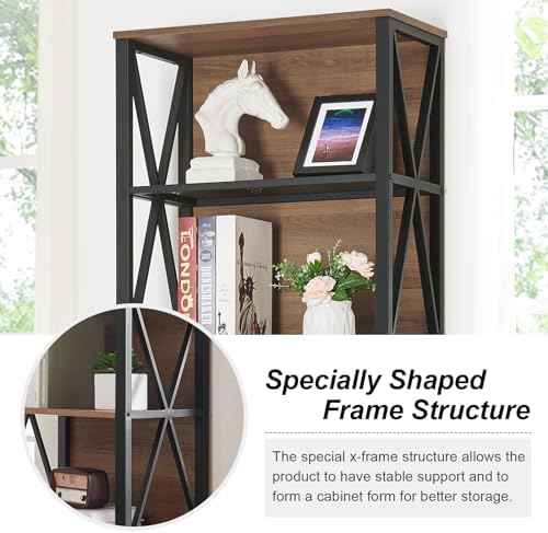 HOMISSUE Tall Bookshelf, 7-Tier Book Shelf, Rustic Wood Metal Bookshelves and Bookcases, Freestanding and Industrial Open Bookcase for Home Office, Living Room and Bedroom, Vintage Brown