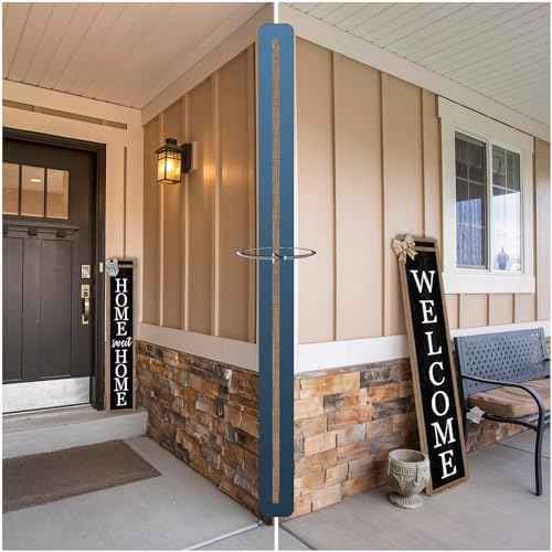 Surfapans Outdoor Welcome Sign for Front Porch 2 Sided 45"X9" Wood Black