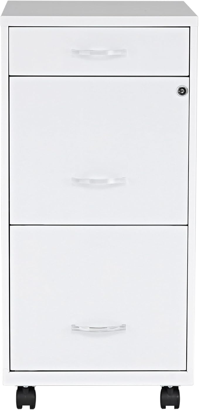 Lorell LYS SOHO Box/File/File Mobile White File Cabinet, 3 Drawer, 26.5 x 14.3 - Image 3