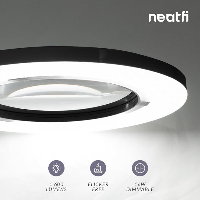 Neatfi XL Bifocal LED Magnifying Lamp, 7-Inch Acrylic Lens, 5D/20D Magnification - Image 2