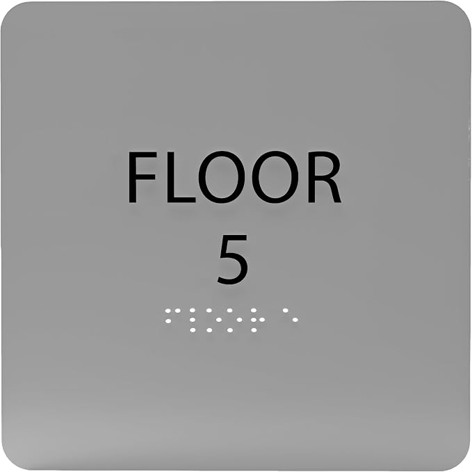 Grey w/Black ADA Floor 5 Sign by ADACentralSigns