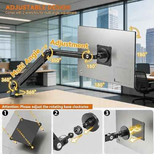 Portable Monitor Holder Mount Arm with Strong Magnetic 360° Rotating Base Bearing Over 5LBS Compatible with 12.9/14.6/15.6/17.3/18.5 inch iPad Pro/Mini/Air/Surface/Samsung