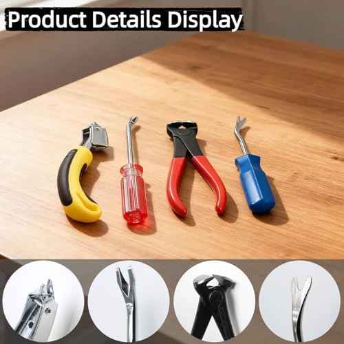 4 Pcs Fors Upholstery Staple Remover Tack Puller Nail Remover Tool Set Nail Puller Plier, Staple Puller, Tack Lifter, Fastener Remover, for Furniture Floor Wall Wooden Case Car Photo Frame
