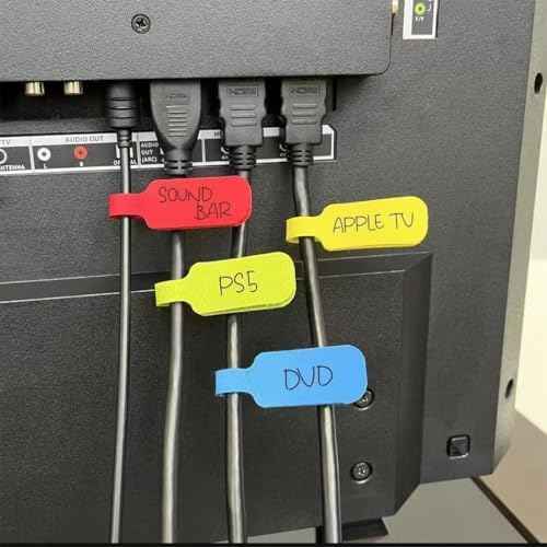 40Pcs Reusable Cable Labels, Multi-colored Writable Cord Tags, Waterproof Self-adhesive Identification Wire label for Electronics, Home, Office, Travel Organization