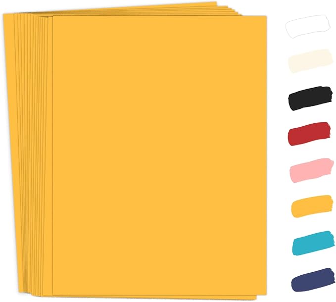 50 Pack Yellow Cardstock 8.5 x 11 65lb Paper, Goefun Yellow Card Stock Printer by Goefun