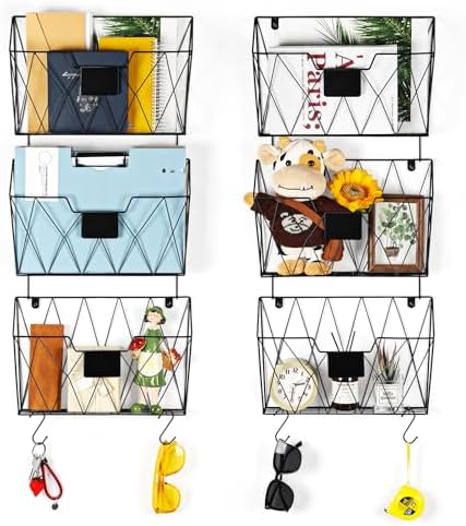 6 Pack Wall File Organizer, Wall File Pocket Mail Organizer for Office/Home