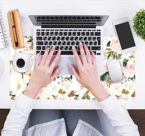 Cute Laptop Mouse Pad Large Desk Mat PC Gaming Desk Pad, Aesthetic Computer Keyboard Mouse Mat for Women Girls Office Decor Pad
