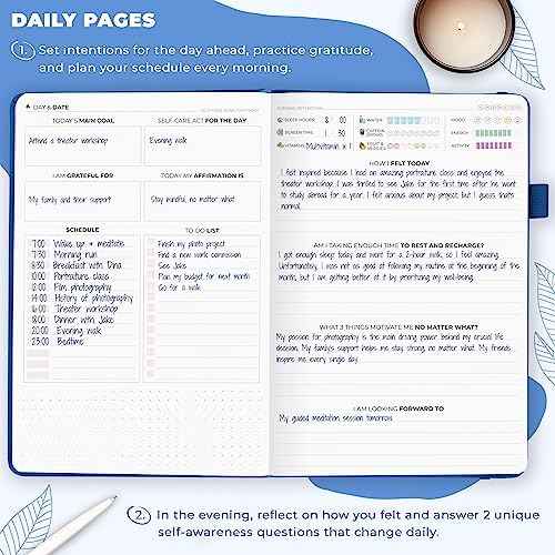 Clever Fox Self-Care Journal for Women, Daily Planner 5.8x8.3 Mystic blue
