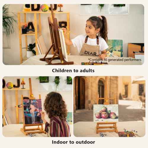 DJAR H- Frame Tabletop Painting Easel, Adjustable Solid Beech Wood