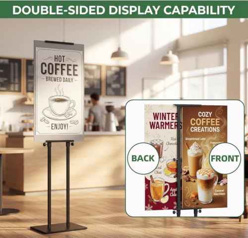 4 Pack Double-Sided Adjustable Poster Stand, 43"-83" adjustable Metal Sign Holder for Display, Freestanding Pedestal Sign Stand, for Restaurants, Parties, Cinemas and Outdoor, Black