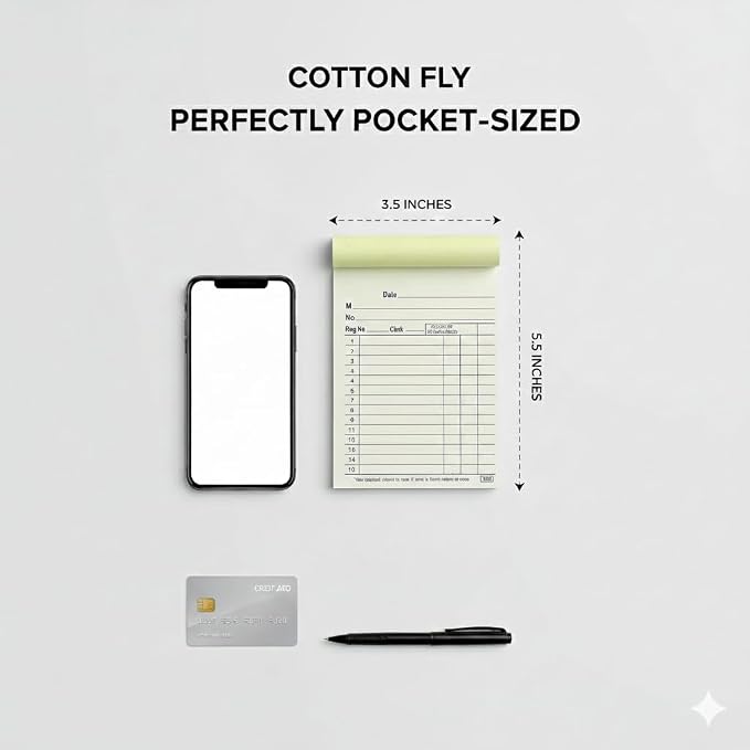 Cotton Fly Sales Order Receipt Book | 3.5" x 5.5" Small Carbonless 2-Part - Image 2