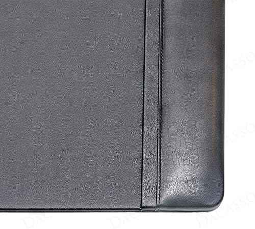 Classic Leather Desk Pad with Side Rails - Luxury Leather Desk Blotter for Writing - Padded Executive Desk Surface Protector - (Black, 34” x 20”) - Dacasso