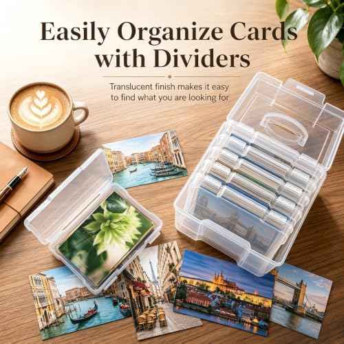Yesland 5x7inch Photo Storage Box, 6 Inner Photo Cases Keeper with Handle, Clear Plastic Seed Organizer, Craft Storage Container for Greeting Cards Pictures Stamps Scrapbooking Office Supplies