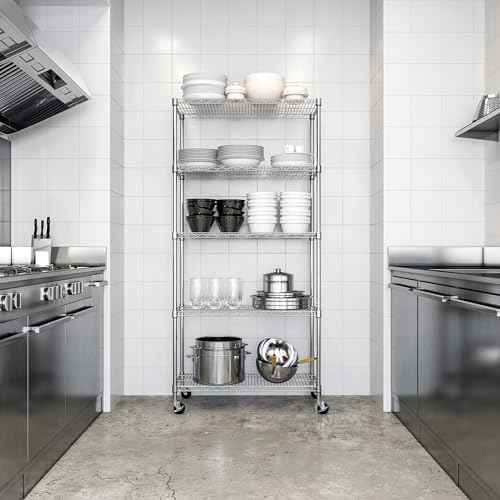 UltraDurable 5-Tier NSF Steel Wire Shelving, 36"W x 18"D x 75"H