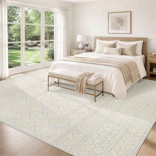 8x10 Area Rug For Living Room, Washable Gray Rugs Non Slip Low Pile