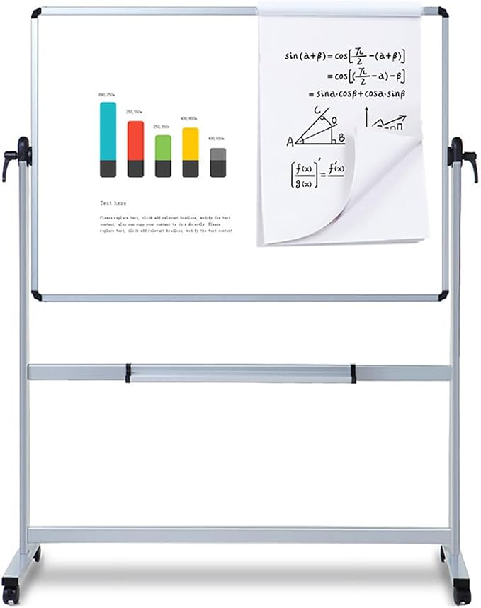 VIZ-PRO Double-Sided Magnetic Mobile Whiteboard, 96 x 48 Inches, Rolling Dry - Image 2