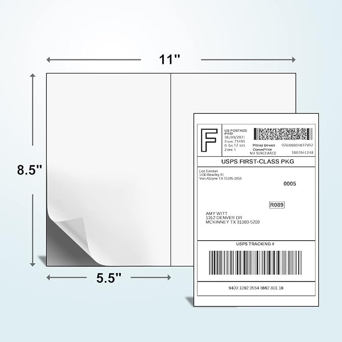 BESTEASY 1000 Half Sheet Self Adhesive Shipping Labels, Laser/Ink Jet White - Image 2