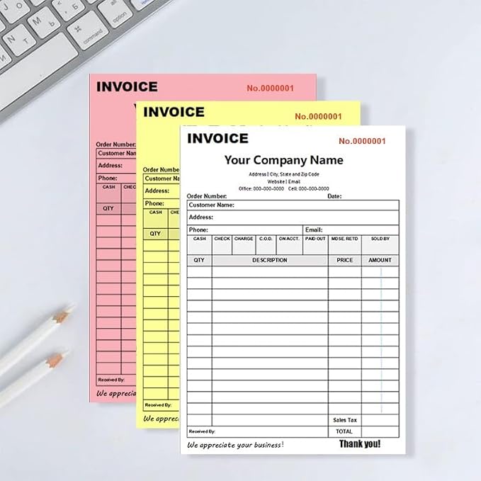 Personalized Invoice Book Custom 2 Part/3 Part Receipt Book Quote Estimate - Image 5
