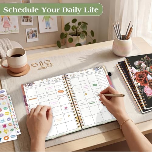 Academic Planner 2026-2027, 18 Months Weekly and Monthly Calendar Planner from July 2026 - December 2027, 7.3" x 10" B5 Large Hardcover Agenda Organizer Book with Tabs, Yearly Daily Planners for School Work Student Teacher, Vintage Bloom Arrangement