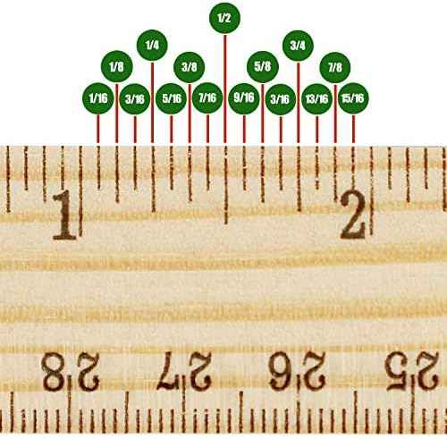 KINJOEK 36 Packs 12 Inch Wooden Rulers Double Sided Pine Wood School Ruler Measuring for Home, Student, Office Use, 2 Scale, 30 cm