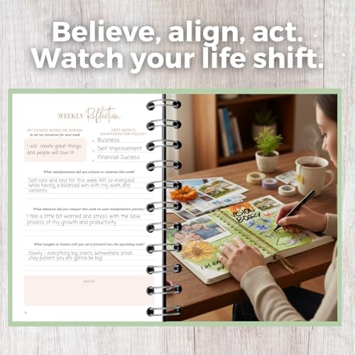 Manifestation Journal for Women, Guided 369 Method, 90-Day Planner - Green