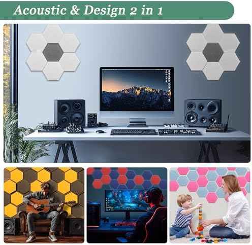 Hexagon Acoustic Panels, 12 Pack Self-Adhesive Sound Panels(Yale Blue)