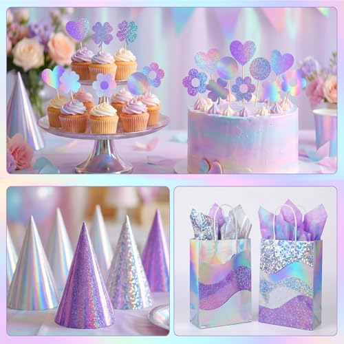 120 Sheets Holographic Cardstock Metallic Shiny Iridescent Mirror Paper