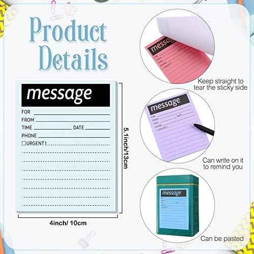 Geyee 9 Pcs Phone Message Pads for Office Super Sticky Notes 4 x 5 Inch