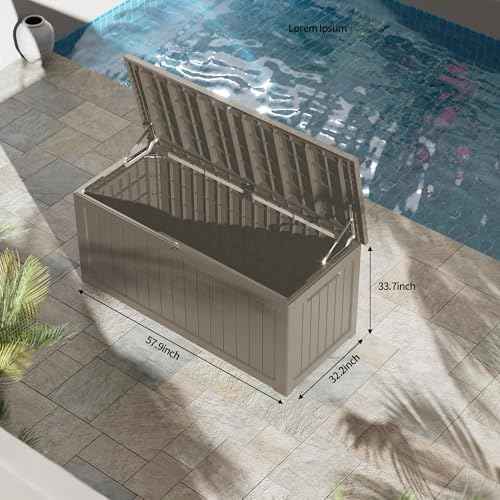 Outdoor Storage Box 271GAL Waterproof Resin Deck Box,Pool Accessories Supplies，UV-Resistant Lockable Package Delivery Bin for Garden Tools,Large Patio Outside Cushions,Chest,Furniture,Grey