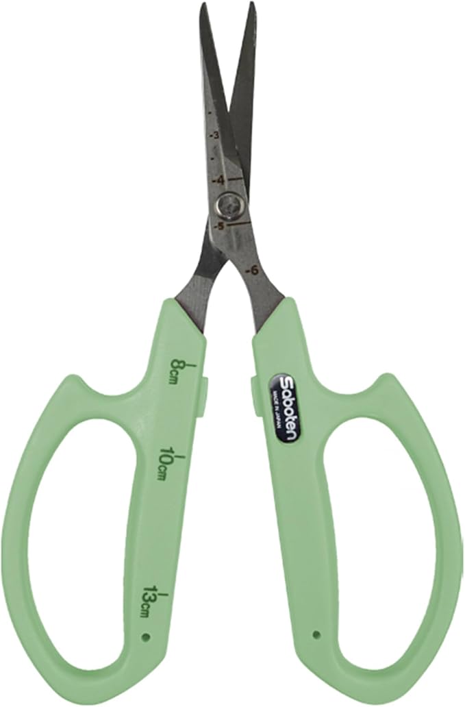 Saboten Stainless Steel Angled Blade Trimming Scissors Green PT-13 160mm by DL+Wholesale