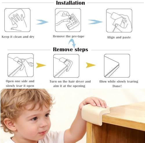 12 Pack Corner Protectors for Baby Proofing, Soft Furniture Safety Bumper