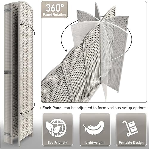 Sorbus Foldable Room Divider, Mesh Privacy Screen (8 Panel, Beige)