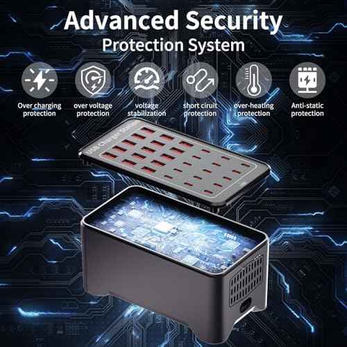 150W(30A) 30-Port USB Charging Station, Multiple USB C Charger Block