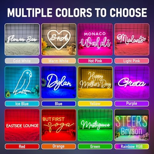 Custom Neon Signs, Personalized LED Neon Lights Name Sign Customizable for Wall Decor Kids Room Wedding Birthday Party Bedroom Bar Shop Business Logo Christmas Gift