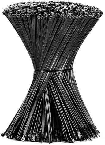 12 Inch Black Zip Ties, Heavy Duty Self Locking Wire Ties,1000PCS Plastic Cable Ties Straps for Cable Management, Fencing, Electrical,Christmas,Weding Fastening,Indoor and Outdoor Use