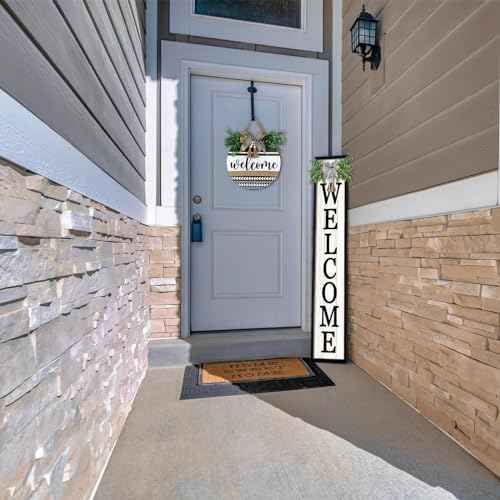Surfapans Welcome Sign for Front porch Standing 45"X9" Black