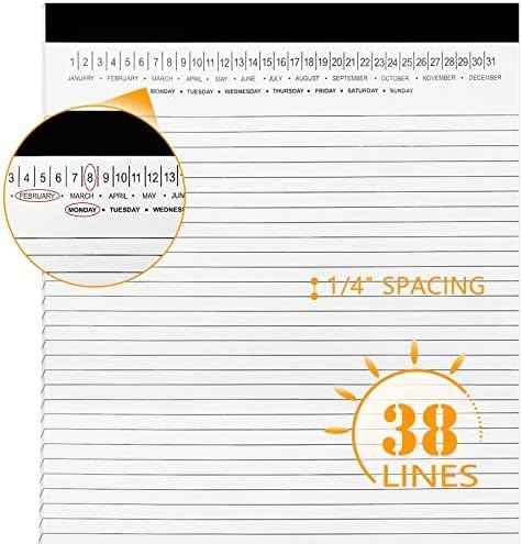 6 Pack Legal Pads 8.5" x 11" Note Pads with Date on Top, 50 Sheets Lined Paper Writing Pads, Narrow Ruled White Notepad Notebook for Office Business School College Supplies