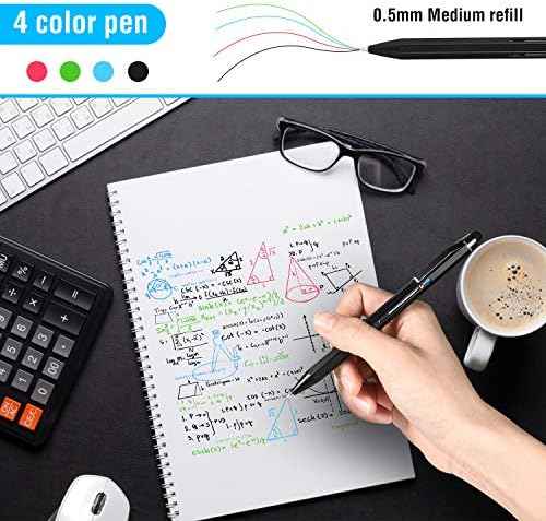 5-in-1 Stylus Pen&Multicolored Pen in One, Multifunction Pen with Metal Gift Box,Black Blue Red Green Ballpoint Pen for Tablet with Universal Stylus Multicolor Pen for Touch Screens（Black）