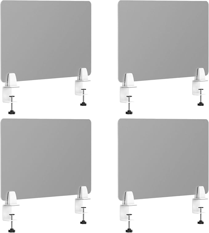 Desk Divider 4 Pcs Desk Privacy Panel 23.6''L x 15.8W'' Office Partitions Grey by Yeaborn