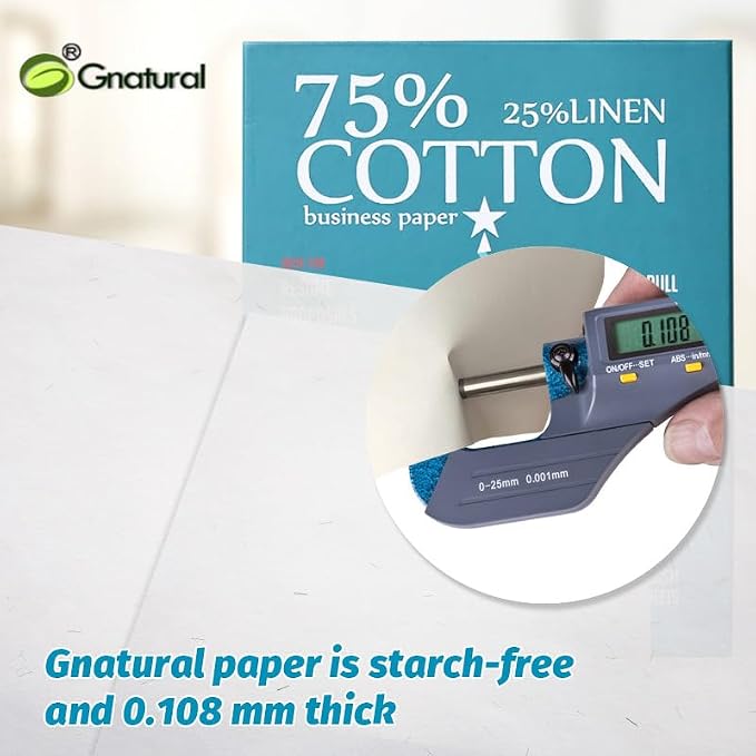 75% Cotton 25% Linen Paper, 85gsm Inkjet Printing Paper, 8.5"x11" White Color - Image 3