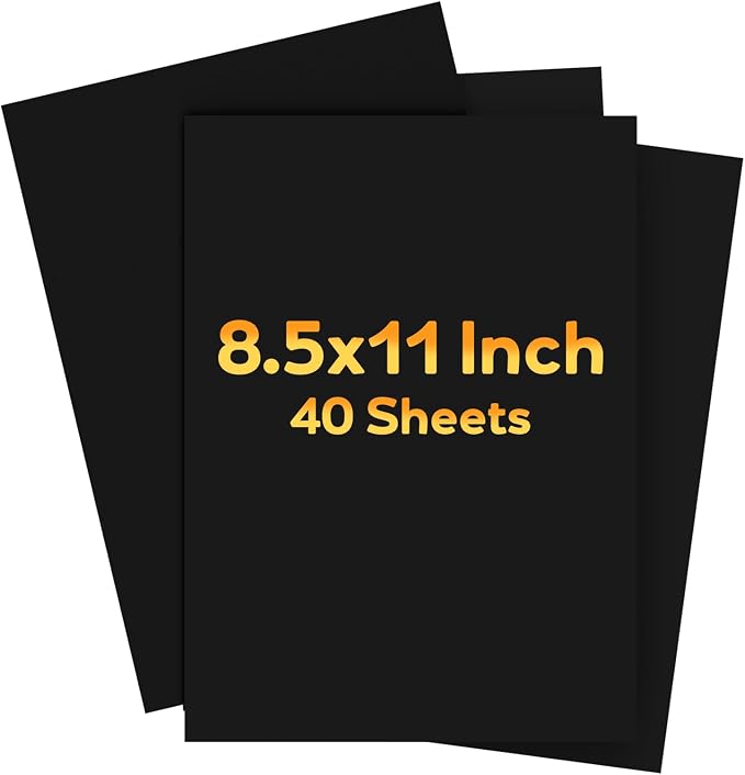 Black Cardstock 8.5 x 11 Card Stock Construction Paper, 40 Sheets Black Paper by WelcometoVishoitty