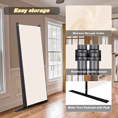 Room Divider, 6 Panel Folding Privacy Screens with Wider Feet, Cream