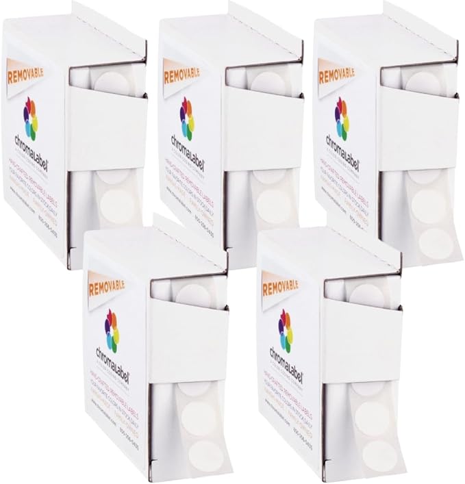 ChromaLabel 1/2 Inch White Circle Sticker Labels, Small Round Easy Peel Price by ChromaLabel